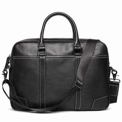 New Men's Genuine Leather Handheld Document Head Layer Cowhide Man Single Shoulder Crossbody Large Capacity Computer Bag