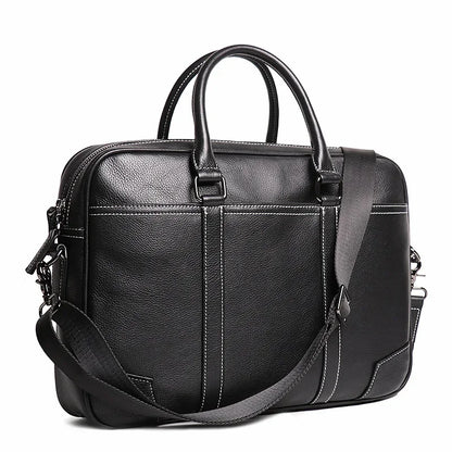 New Men's Genuine Leather Handheld Document Head Layer Cowhide Man Single Shoulder Crossbody Large Capacity Computer Bag