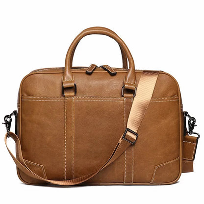New Men's Genuine Leather Handheld Document Head Layer Cowhide Man Single Shoulder Crossbody Large Capacity Computer Bag