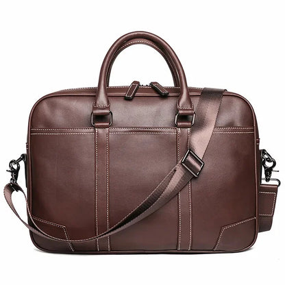 New Men's Genuine Leather Handheld Document Head Layer Cowhide Man Single Shoulder Crossbody Large Capacity Computer Bag