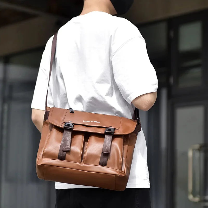 New Men's Retro Leisure Crossbody High Quality Messenger Waterproof and Wear-resistant Large-capacity Flip Shoulder Bag