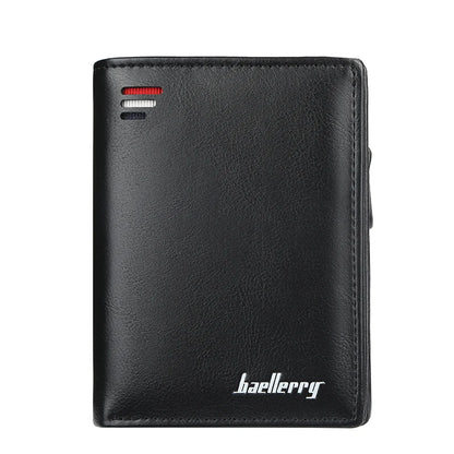 New Men's Short Wallet Large Capacity Cards Holder with Zipper Coin Purse Business Style Leather Wallets for Men