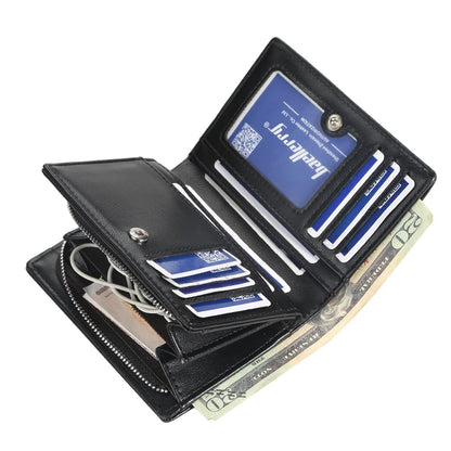 New Men's Short Wallet Large Capacity Cards Holder with Zipper Coin Purse Business Style Leather Wallets for Men