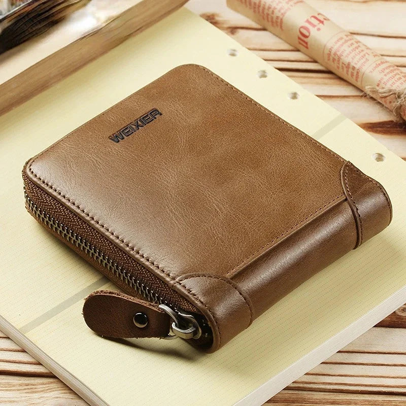 New Men's Zipper Men PU Photo Bank Card Holder Purse for Male Note Compartment Coin Pocket Wallets
