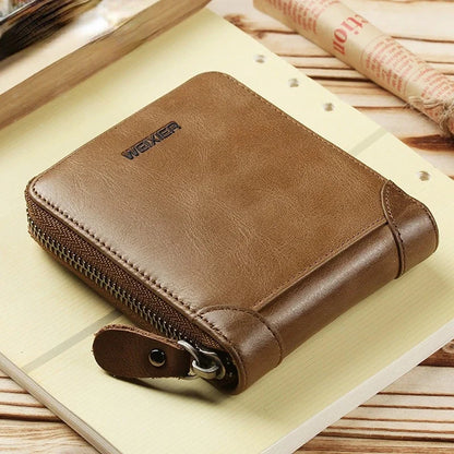New Men's Zipper Men PU Photo Bank Card Holder Purse for Male Note Compartment Coin Pocket Wallets