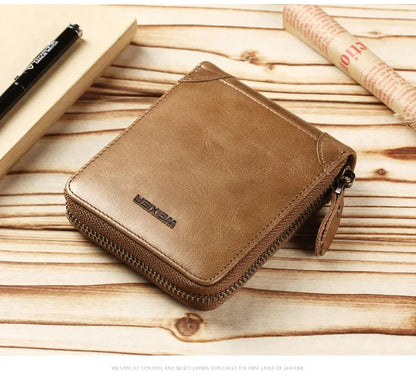 New Men's Zipper Men PU Photo Bank Card Holder Purse for Male Note Compartment Coin Pocket Wallets