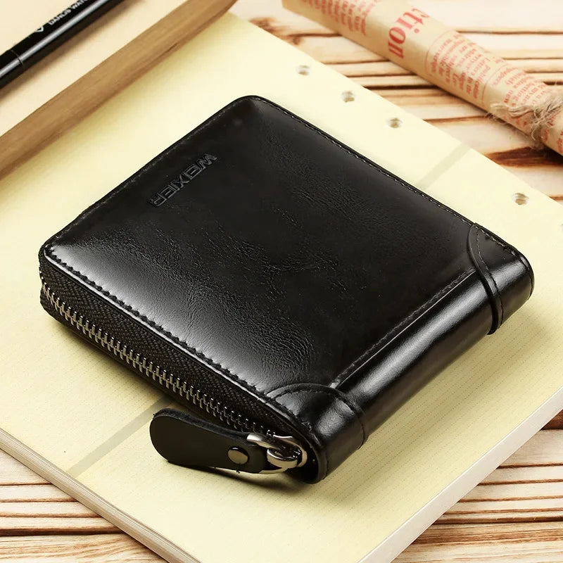 New Men's Zipper Men PU Photo Bank Card Holder Purse for Male Note Compartment Coin Pocket Wallets