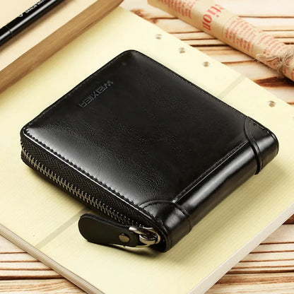 New Men's Zipper Men PU Photo Bank Card Holder Purse for Male Note Compartment Coin Pocket Wallets