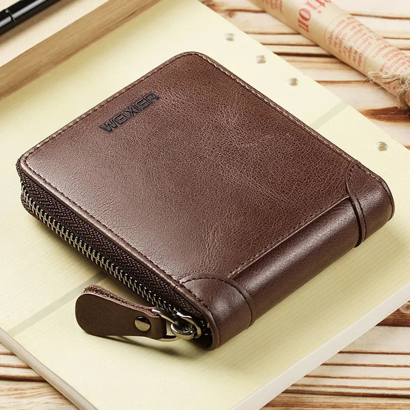 New Men's Zipper Men PU Photo Bank Card Holder Purse for Male Note Compartment Coin Pocket Wallets