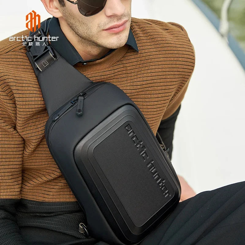 New Men's shoulder chest Top quality Comfortable breathable male messenger EVA hard shell Anti-theft Crossbody bag