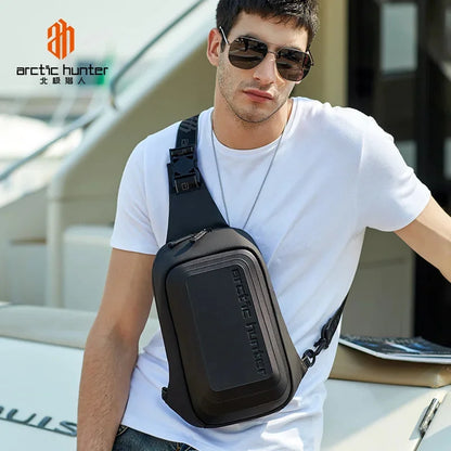 New Men's shoulder chest Top quality Comfortable breathable male messenger EVA hard shell Anti-theft Crossbody bag