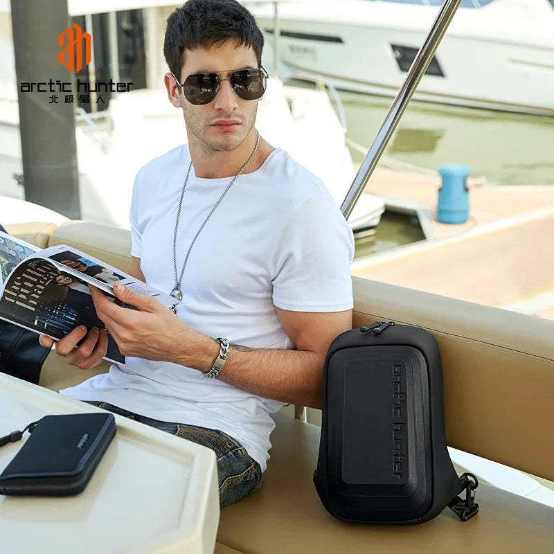 New Men's shoulder chest Top quality Comfortable breathable male messenger EVA hard shell Anti-theft Crossbody bag