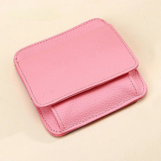 New Mini Purses Genuine Leather Women Square Coin Pocket Cowskin High Quality Hasp Money Bag Wallet Ultra-thin Card Package