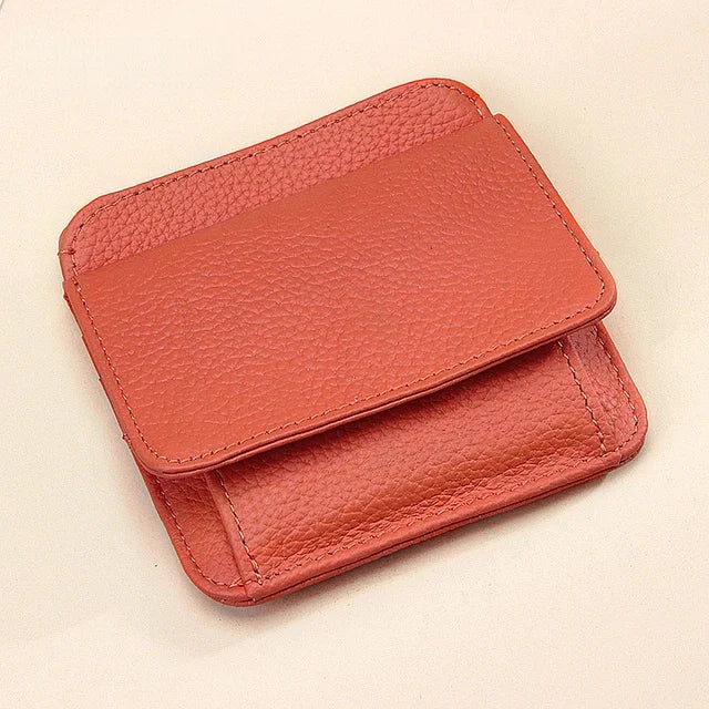 New Mini Purses Genuine Leather Women Square Coin Pocket Cowskin High Quality Hasp Money Bag Wallet Ultra-thin Card Package