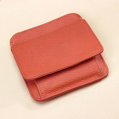 New Mini Purses Genuine Leather Women Square Coin Pocket Cowskin High Quality Hasp Money Bag Wallet Ultra-thin Card Package