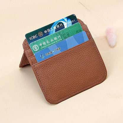 New Mini Purses Genuine Leather Women Square Coin Pocket Cowskin High Quality Hasp Money Bag Wallet Ultra-thin Card Package