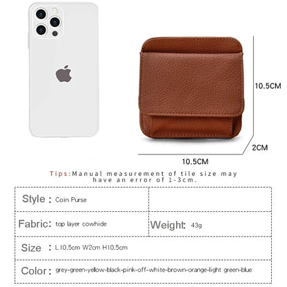 New Mini Purses Genuine Leather Women Square Coin Pocket Cowskin High Quality Hasp Money Bag Wallet Ultra-thin Card Package