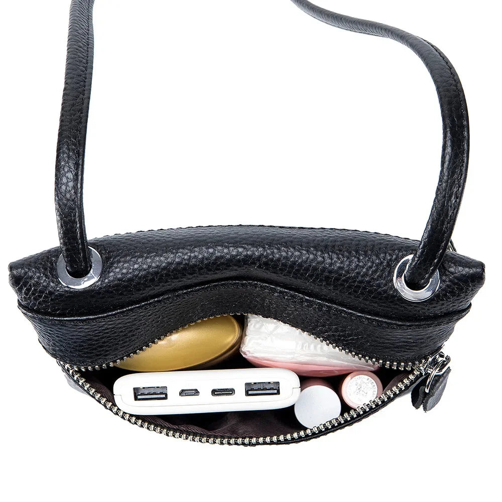 New Mobile Phone Soft Vertical Three-zipper Single Shoulder Crossbody Leather Fashion Women's Bag Trend