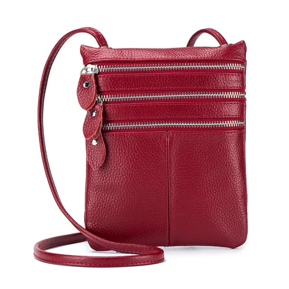 New Mobile Phone Soft Vertical Three-zipper Single Shoulder Crossbody Leather Fashion Women's Bag Trend