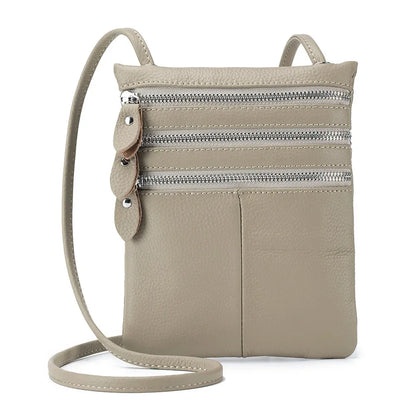 New Mobile Phone Soft Vertical Three-zipper Single Shoulder Crossbody Leather Fashion Women's Bag Trend