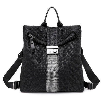 New Ms Luxury Designer Women High Capacity Leather Black Backpack Casual High Quality School Backpacks for Girls Travel Bagpack