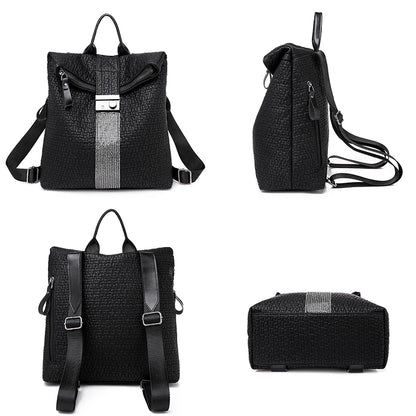 New Ms Luxury Designer Women High Capacity Leather Black Backpack Casual High Quality School Backpacks for Girls Travel Bagpack