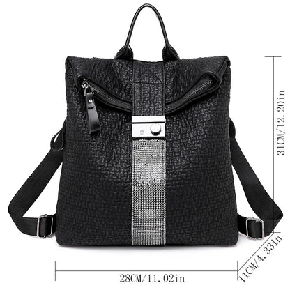 New Ms Luxury Designer Women High Capacity Leather Black Backpack Casual High Quality School Backpacks for Girls Travel Bagpack