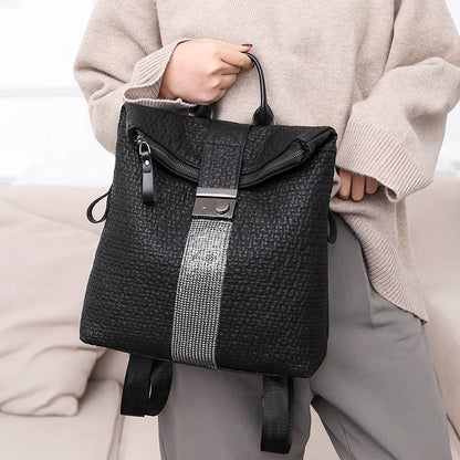 New Ms Luxury Designer Women High Capacity Leather Black Backpack Casual High Quality School Backpacks for Girls Travel Bagpack