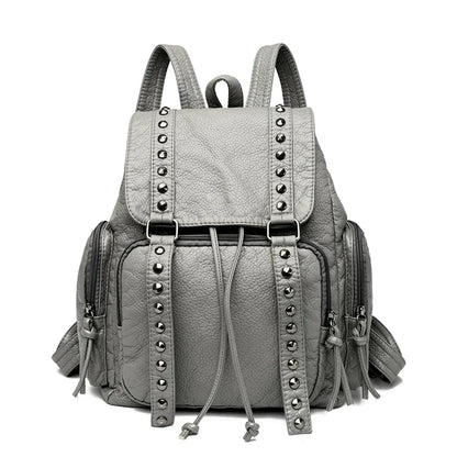 New Multi Pocket Large Capacity Women's Backpack Retro Solid Color School Student backpack Waterproof and Durable Travel Bags