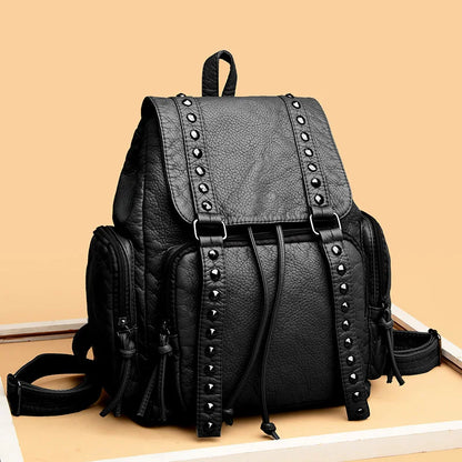 New Multi Pocket Large Capacity Women's Backpack Retro Solid Color School Student backpack Waterproof and Durable Travel Bags