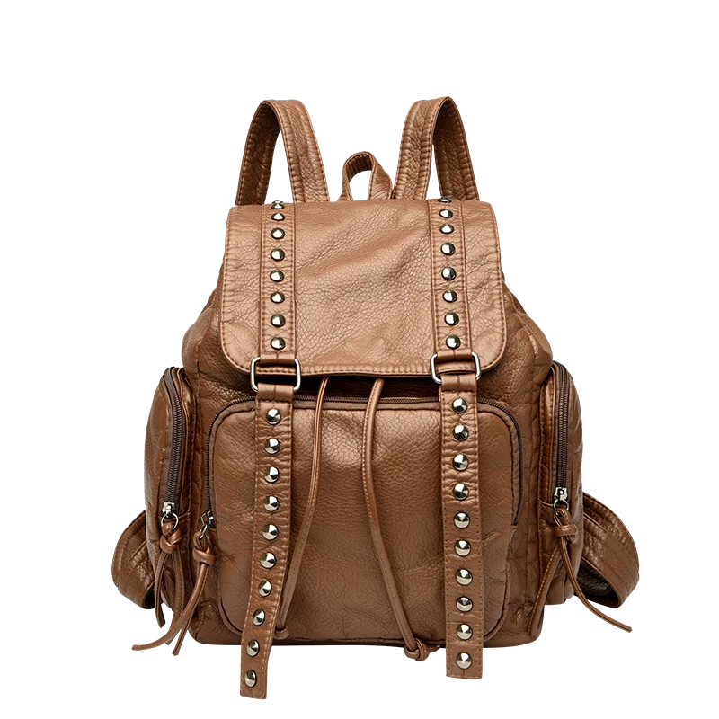 New Multi Pocket Large Capacity Women's Backpack Retro Solid Color School Student backpack Waterproof and Durable Travel Bags