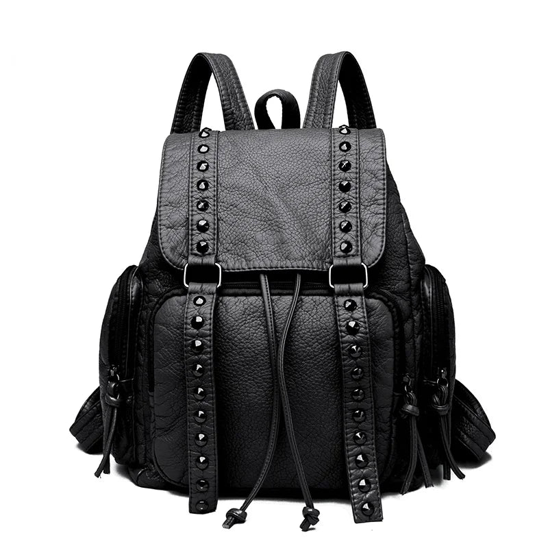 New Multi Pocket Large Capacity Women's Backpack Retro Solid Color School Student backpack Waterproof and Durable Travel Bags