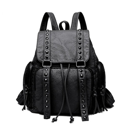 New Multi Pocket Large Capacity Women's Backpack Retro Solid Color School Student backpack Waterproof and Durable Travel Bags
