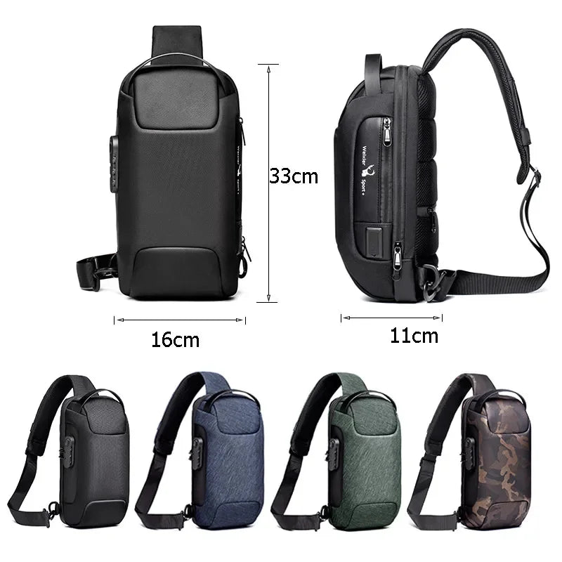 New Multifunction Anti Theft Lock Crossbody for Men Short Trip Shoulder Messenger s Male Sport Waterproof Chest Bag