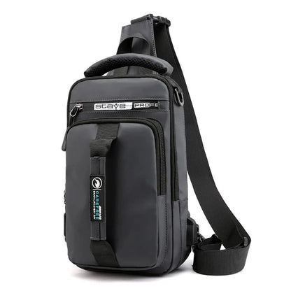 New Multifunction Crossbody Mens USBCharging ChestPack Waist bag Male Waterproof Short Trip Chest LargeCapacity Shoulder Bag