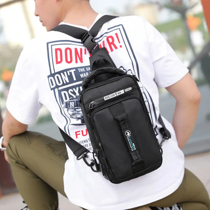 New Multifunction Crossbody Mens USBCharging ChestPack Waist bag Male Waterproof Short Trip Chest LargeCapacity Shoulder Bag