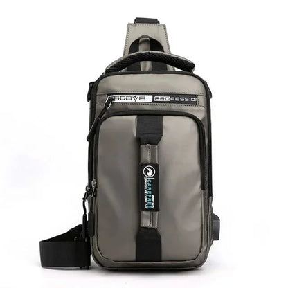 New Multifunction Crossbody Mens USBCharging ChestPack Waist bag Male Waterproof Short Trip Chest LargeCapacity Shoulder Bag