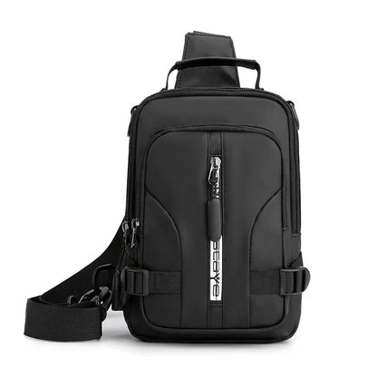 New Multifunction Crossbody Mens USBCharging ChestPack Waist bag Male Waterproof Short Trip Chest LargeCapacity Shoulder Bag