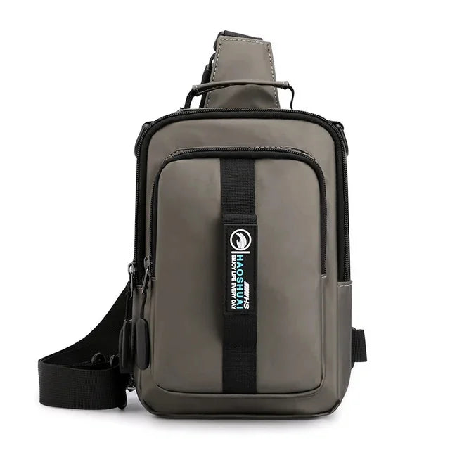 New Multifunction Crossbody Mens USBCharging ChestPack Waist bag Male Waterproof Short Trip Chest LargeCapacity Shoulder Bag