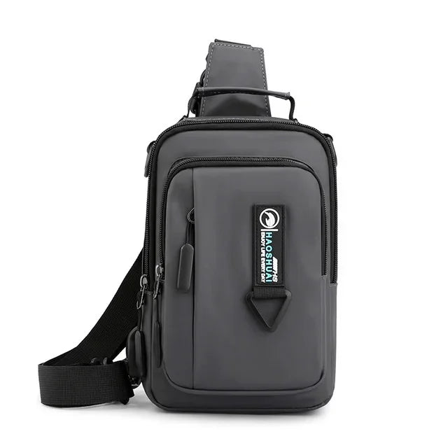 New Multifunction Crossbody Mens USBCharging ChestPack Waist bag Male Waterproof Short Trip Chest LargeCapacity Shoulder Bag