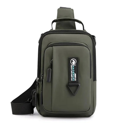 New Multifunction Crossbody Mens USBCharging ChestPack Waist bag Male Waterproof Short Trip Chest LargeCapacity Shoulder Bag