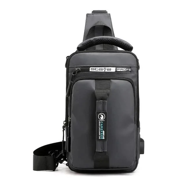 New Multifunction Crossbody Mens USBCharging ChestPack Waist bag Male Waterproof Short Trip Chest LargeCapacity Shoulder Bag