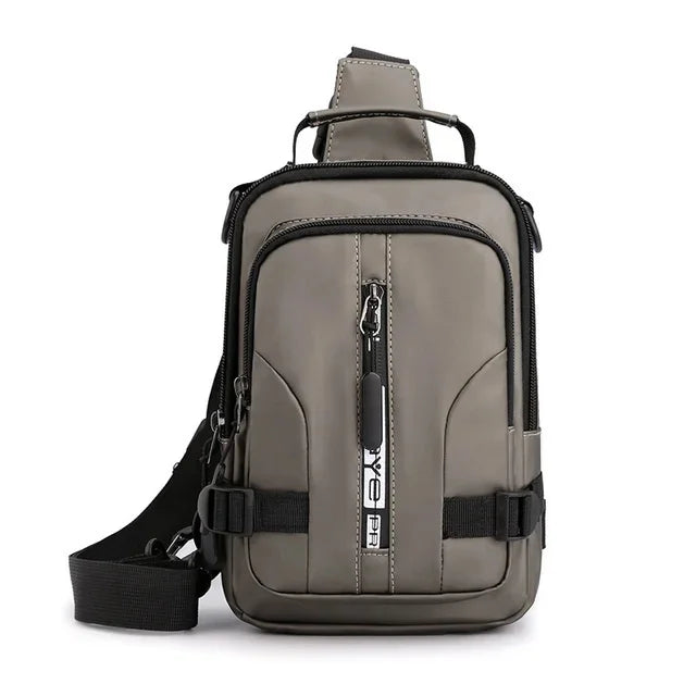 New Multifunction Crossbody Mens USBCharging ChestPack Waist bag Male Waterproof Short Trip Chest LargeCapacity Shoulder Bag