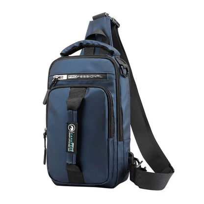 New Multifunction Crossbody Mens USBCharging ChestPack Waist bag Male Waterproof Short Trip Chest LargeCapacity Shoulder Bag