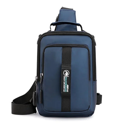 New Multifunction Crossbody Mens USBCharging ChestPack Waist bag Male Waterproof Short Trip Chest LargeCapacity Shoulder Bag