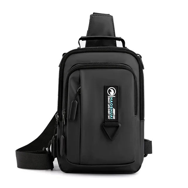 New Multifunction Crossbody Mens USBCharging ChestPack Waist bag Male Waterproof Short Trip Chest LargeCapacity Shoulder Bag