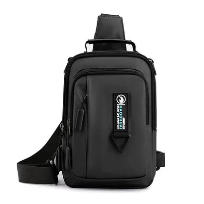 New Multifunction Crossbody Mens USBCharging ChestPack Waist bag Male Waterproof Short Trip Chest LargeCapacity Shoulder Bag