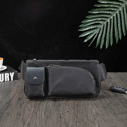 New Multifunction Men's Waist Sports Chest PU Leather Male Fanny Pack Fashion Casual Messenger Man Belt Bag