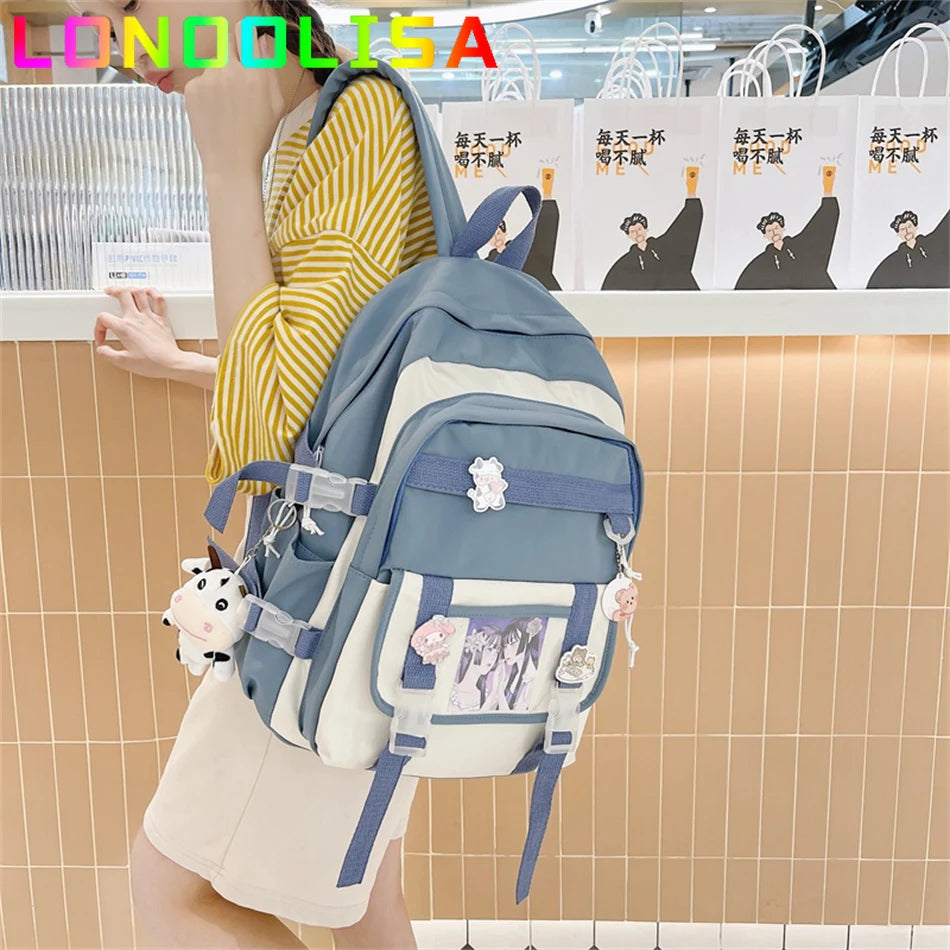 New Multifunction Pvc Backpack Women Waterproof Nylon Bagpack High Quality Solid Color Cow Bags for School Teenagers Girls 2021