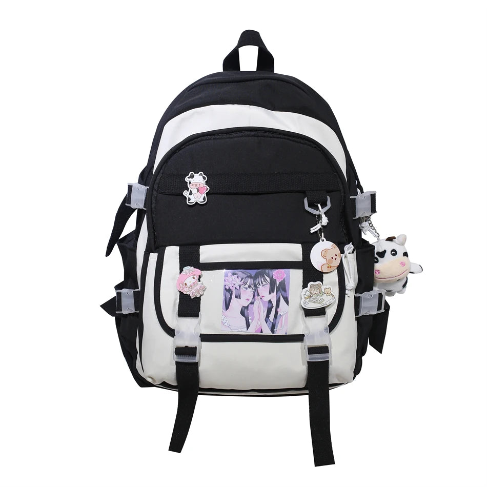 New Multifunction Pvc Backpack Women Waterproof Nylon Bagpack High Quality Solid Color Cow Bags for School Teenagers Girls 2021